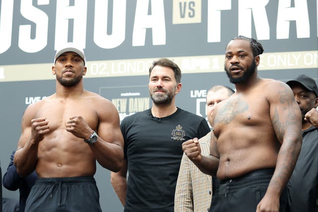<p>Anthony Joshua (left) was heavier than in his last fight, while Jermaine Franklin had dropped weight</p>