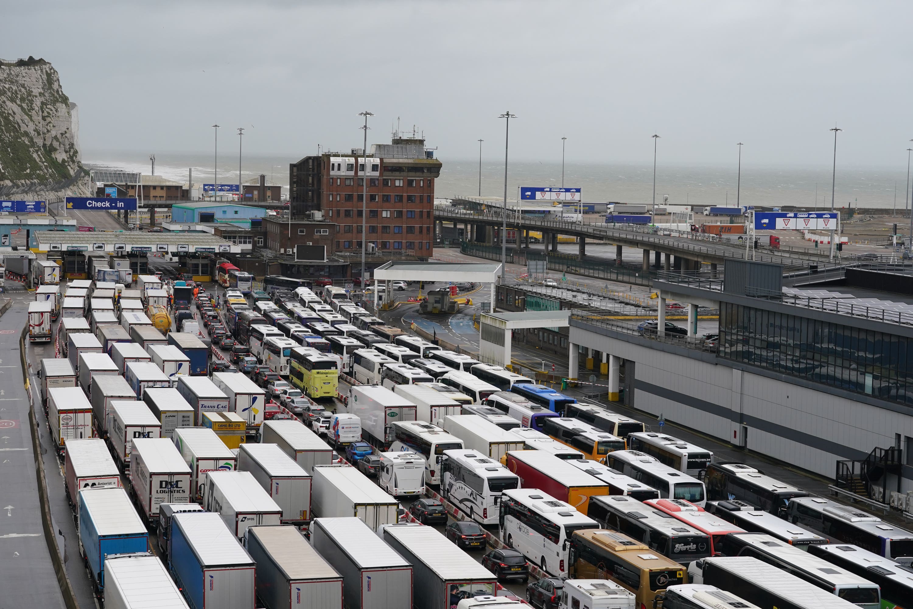 Traffic at the Port of Dover (Gareth Fuller/PA)