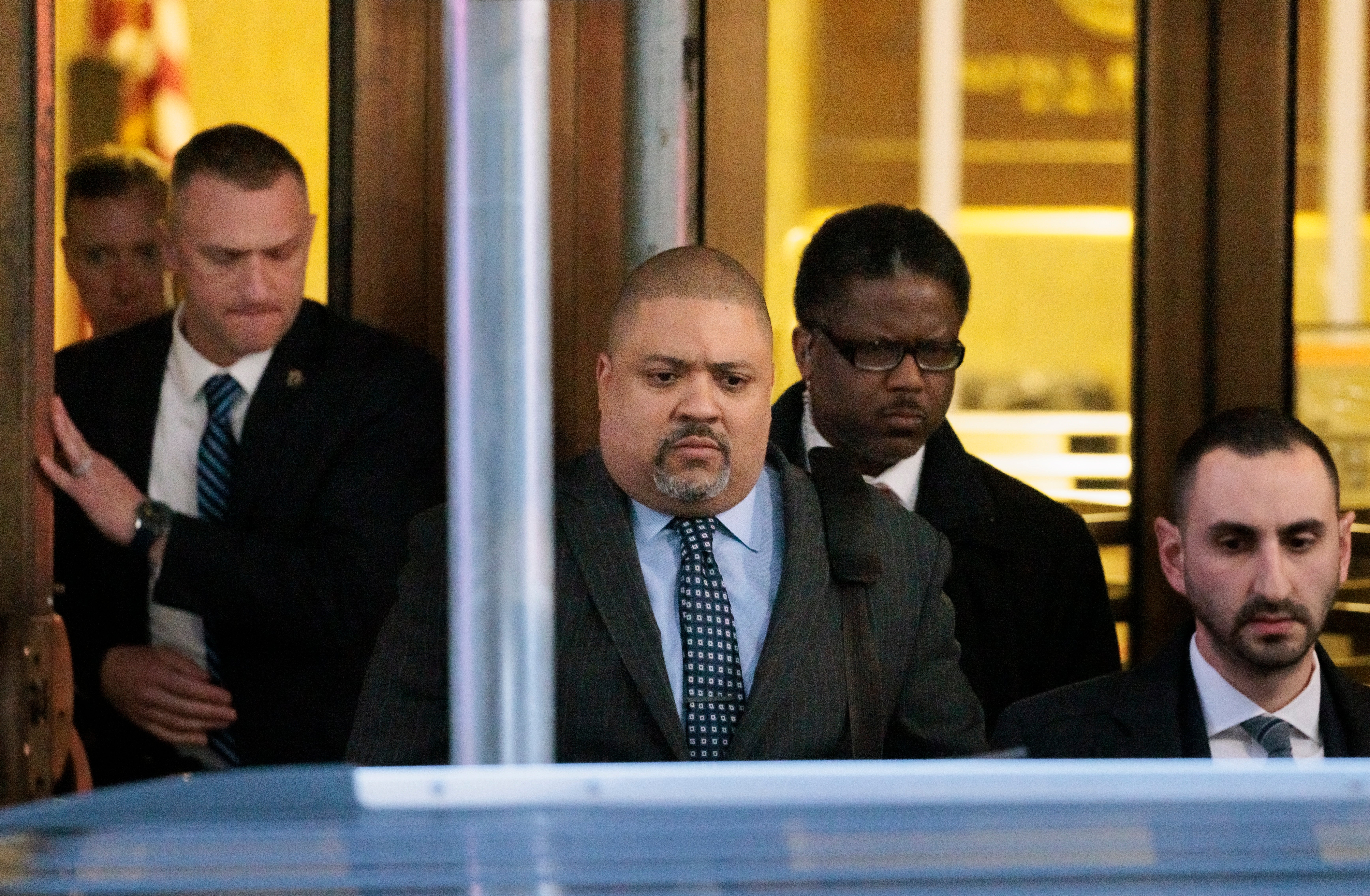 Manhattan District Attorney Alvin Bragg leaves his office in New York on 30 March 2023