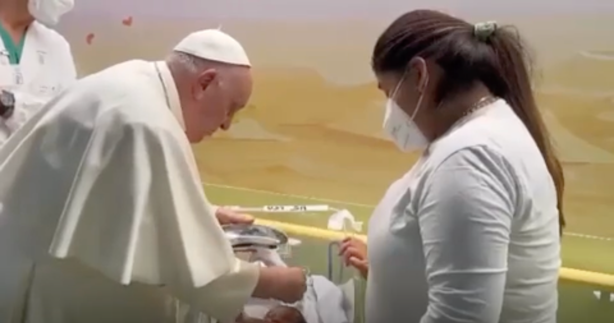 Pope Francis baptises baby in hospital while being treated for respiratory infection
