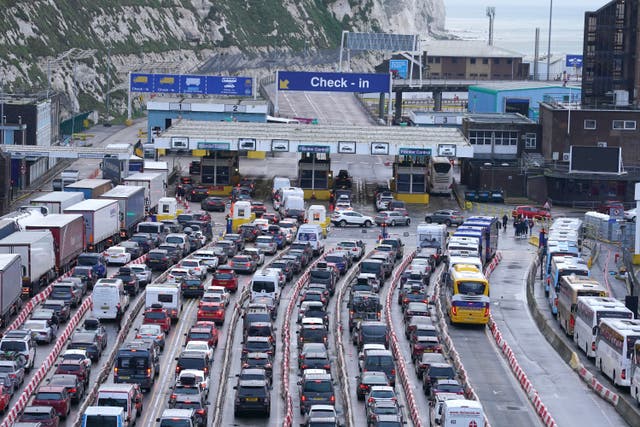 <p>Traffic at the Port of Dover in Kent as the Easter getaway begins (Gareth Fuller/PA)</p>