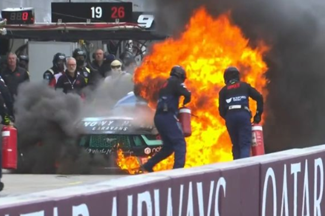 <p>A fire broke out in the pit lane just after F1 qualifying at the Australian Grand Prix </p>