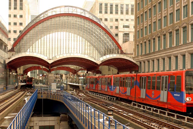 The Docklands light railway in east London (John Stillwell/PA)