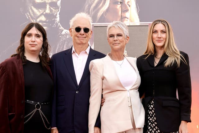 <p>(L-R) Ruby Guest, Christopher Guest, Jamie Lee Curtis and Annie Guest attend the Jamie Lee Curtis Hand and Footprint In Cement Ceremony at TCL Chinese Theatre</p>