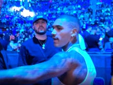 Conor Benn slaps microphone after refusing interview at Anthony Joshua fight