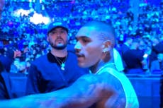 Conor Benn slaps microphone after refusing interview at Anthony Joshua fight