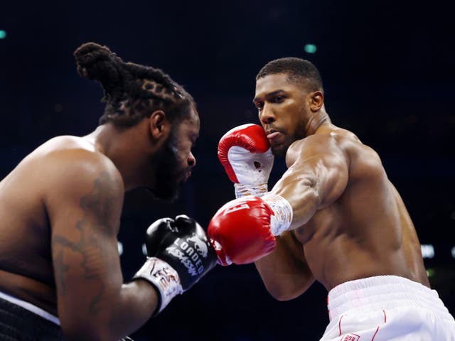 <p>Anthony Joshua (right) was a unanimous-decision winner against Jermaine Franklin </p>