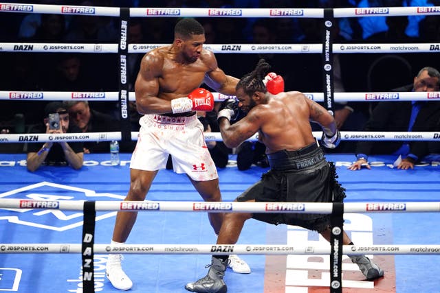 <p>Anthony Joshua (left) laboured to victory over Jermaine Franklin (Zac Goodwin/PA)</p>