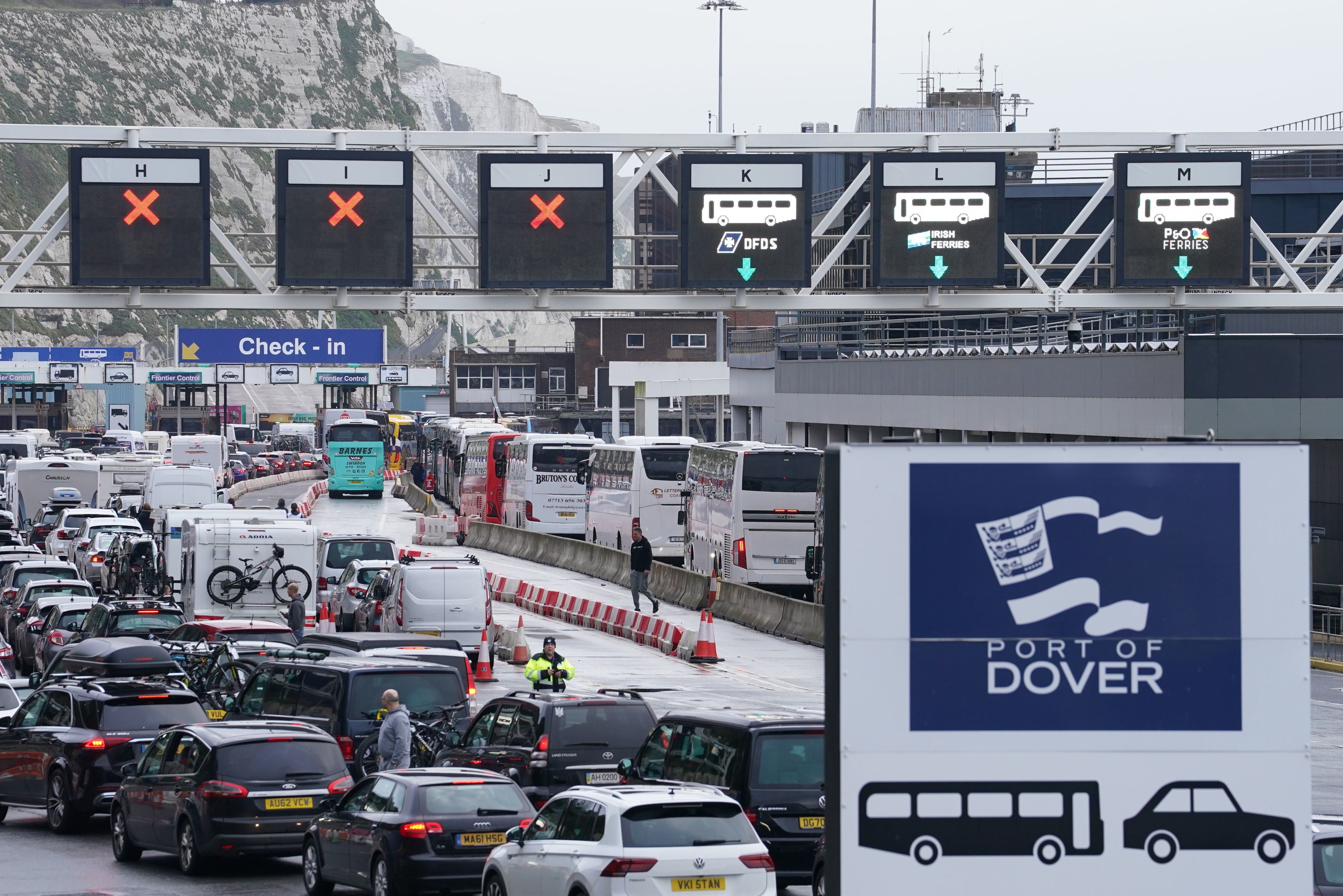 Holiday gridlock: the scene at the Port on Sunday