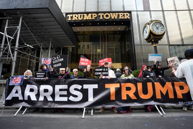 <p>Protesters outside of Trump Tower </p>