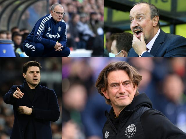<p>Thomas Frank, Mauricio Pochettino, Rafa Benitez and Marcelo Bielsa are all in the frame to be the next Leicester City boss</p>