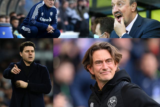 <p>Thomas Frank, Mauricio Pochettino, Rafa Benitez and Marcelo Bielsa are all in the frame to be the next Leicester City boss</p>