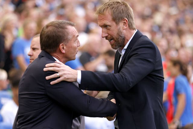 Brendan Rodgers, left, and Graham Potter, right, lost their jobs on Sunday (Steven Paston/PA)