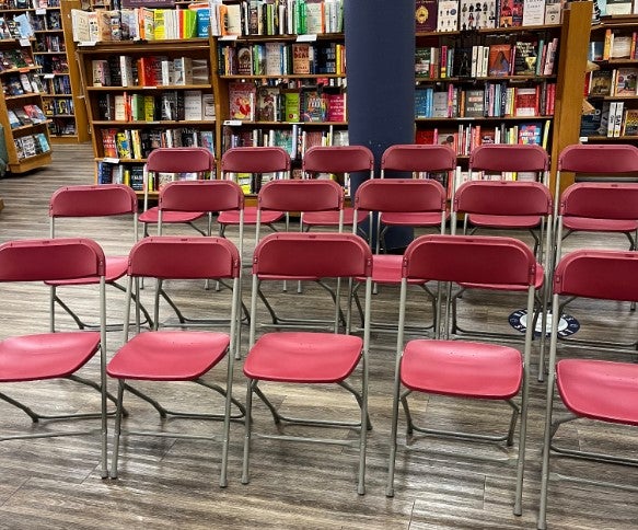 <p>Empty book signing</p>