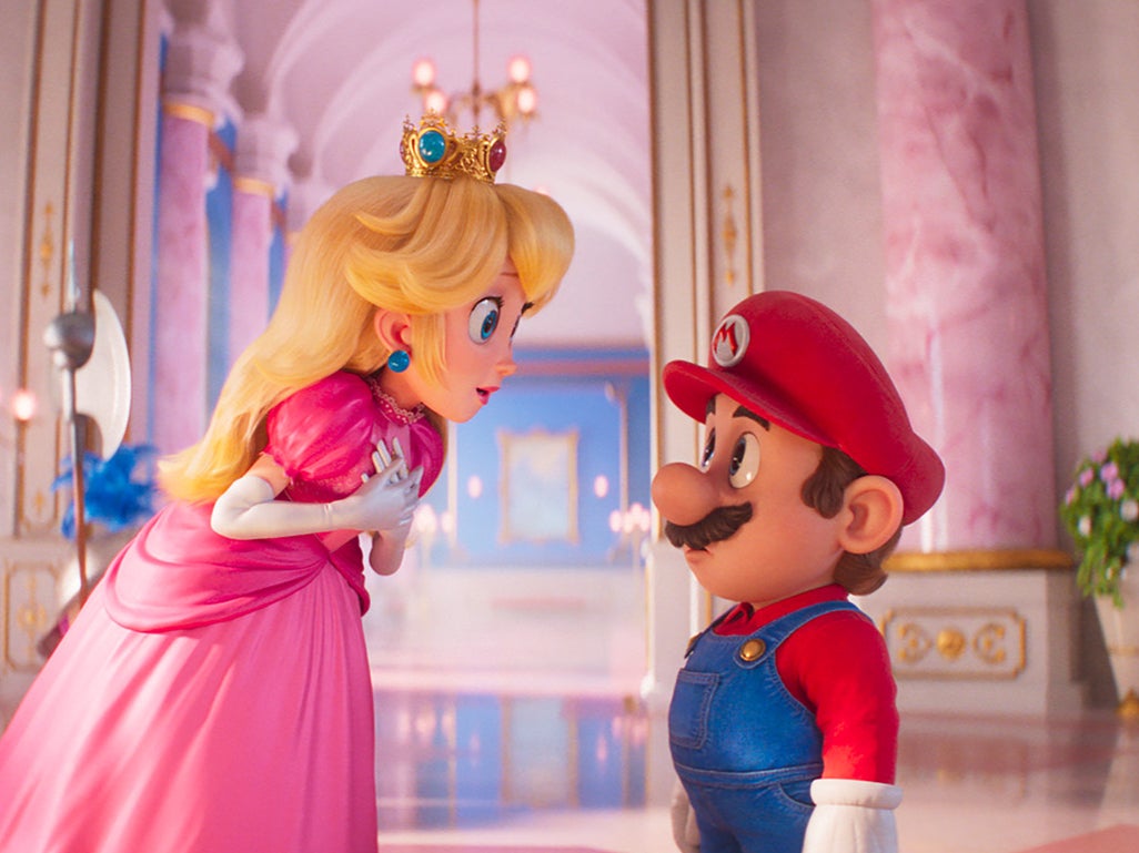 Peach (Anya Taylor-Joy) and Mario (Chris Pratt) in ‘The Super Mario Bros Movie'