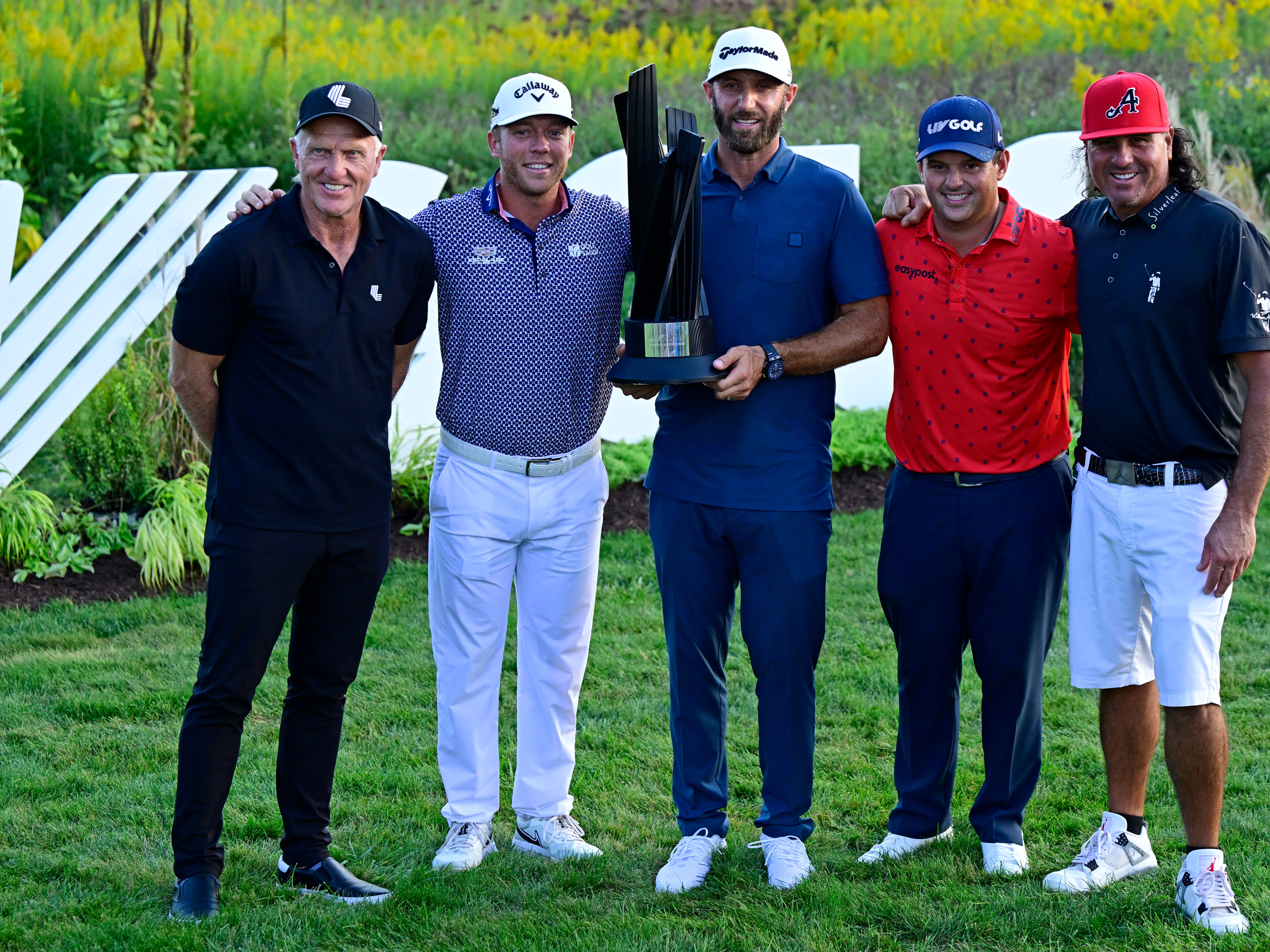 Greg Norman (left) is planning a big LIV celebration if one of his rebels wins at Augusta