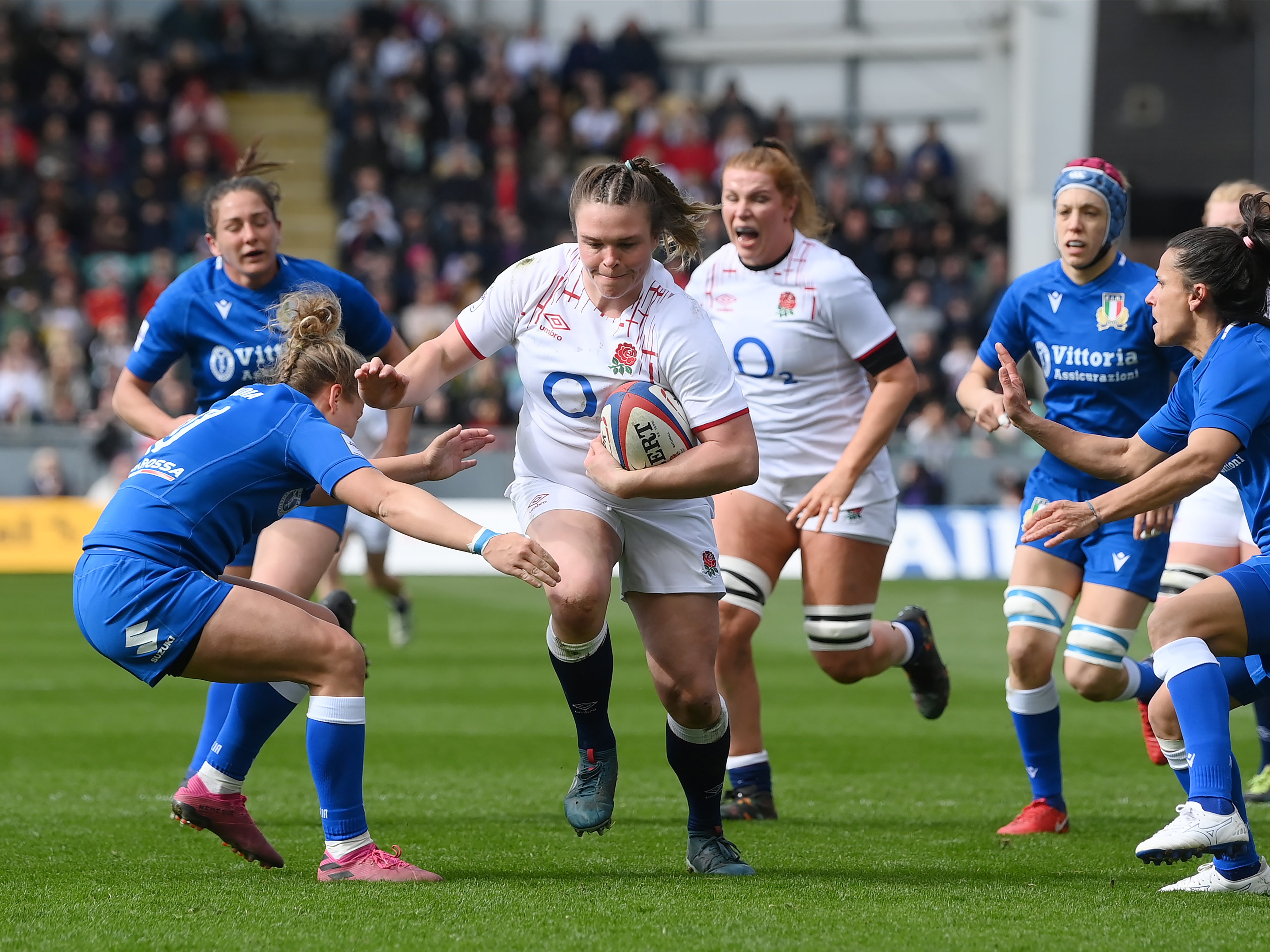 England prop Sarah Bern was one of the home side’s stars against Italy