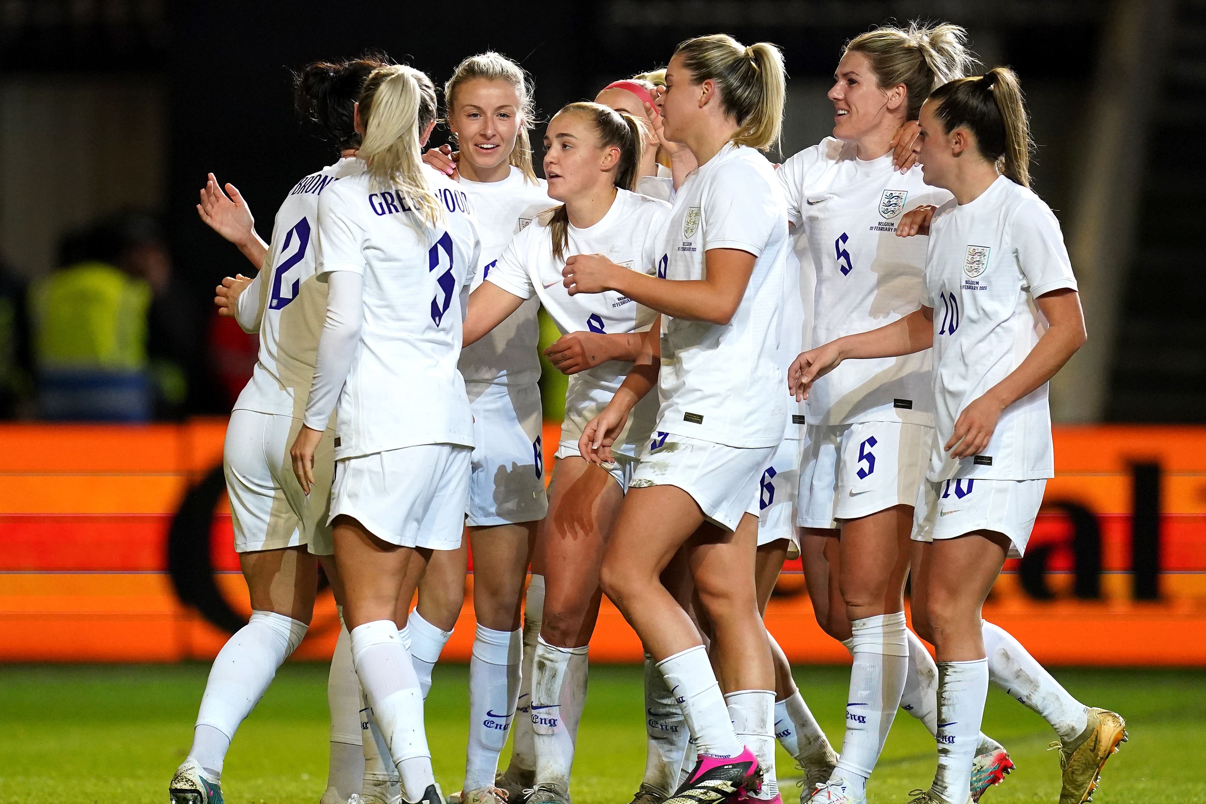 England’s Leah Williamson (third left) celebrates scoring their side’s second goal of the game with team-mates during the Arnold Clark Cup match at Ashton Gate, Bristol. Picture date: Wednesday February 22, 2023.