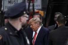 Trump indictment news – live: Trump faces historic arraignment in New York today on 34 felony charges