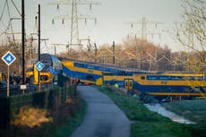 Watch live: Scene of crash after train derails in the Netherlands