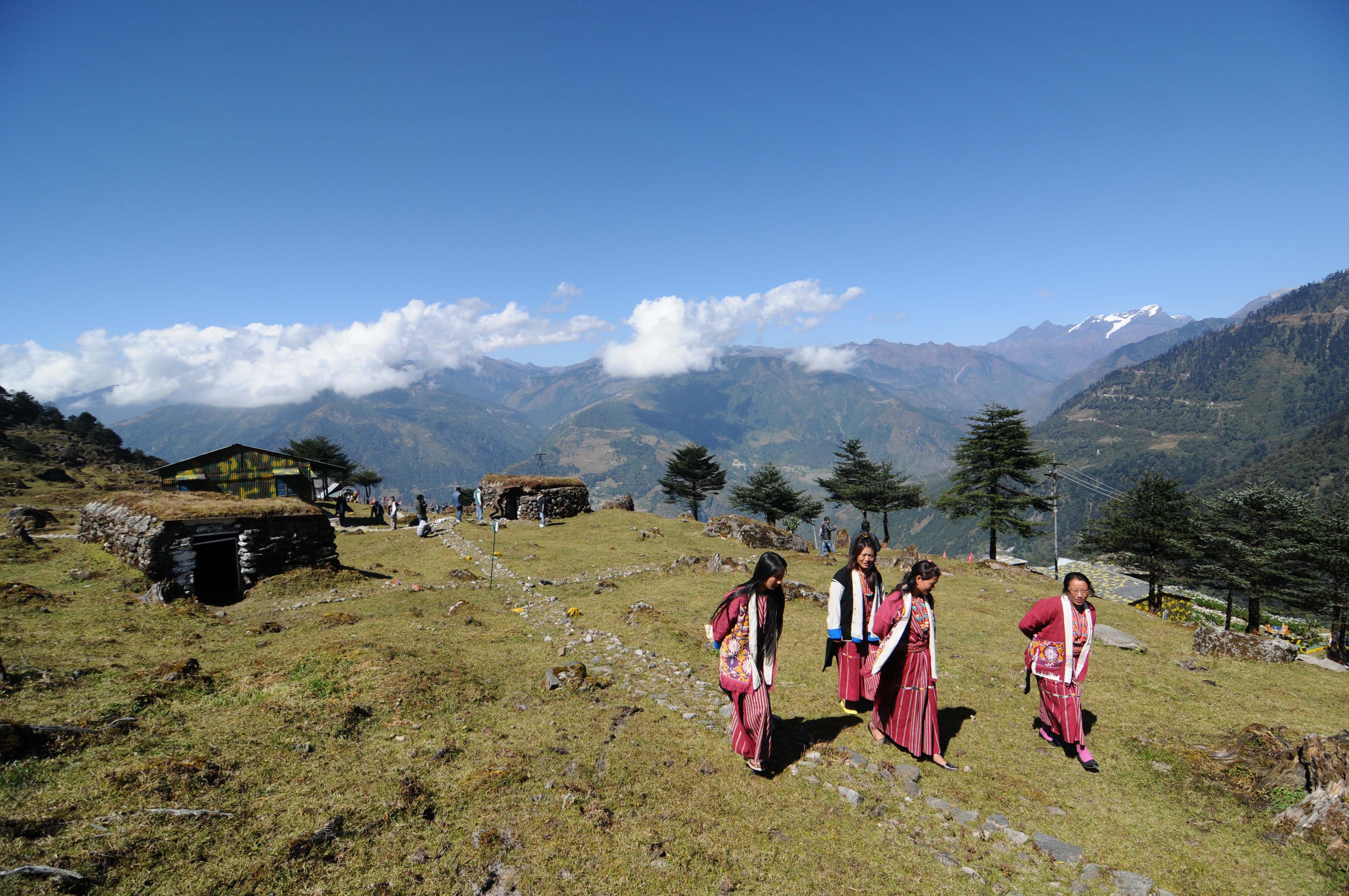 Arunachali tribal women visit bunkers from the Indo-China war at a war memorial in Jaswant Garh in Arunachal Pradesh near the Indo-China border in 2012