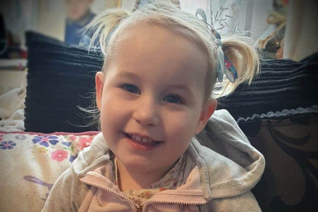 Lola James, two, suffered sustained 101 bruises and scratches to her body, damage to both eyes and severe brain damage while at home in Pembrokeshire (Dyfed-Powys Police/PA)