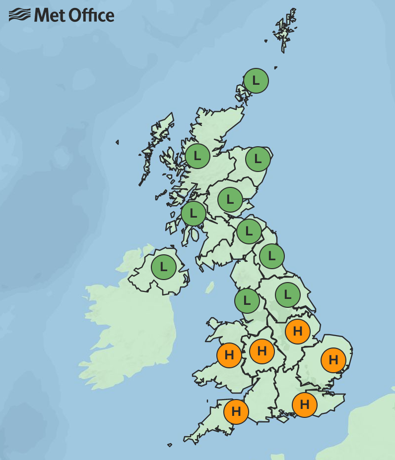 A second day of high pollen counts in store for many on Saturday