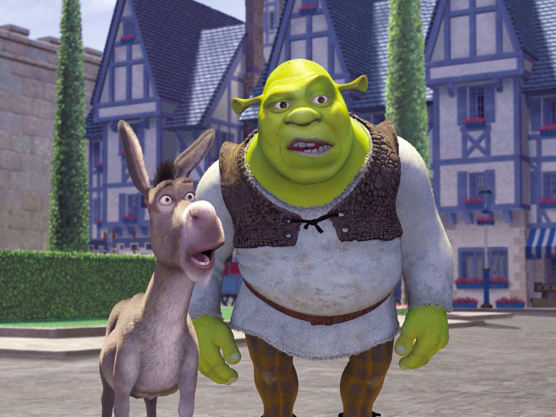 Donkey (Eddie Murphy) and Shrek (Mike Myers) in the original ‘Shrek'