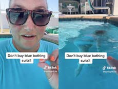 Children’s swim instructor issues warning about blue bathing suits