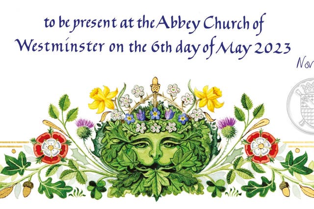 <p>The green man notif can be seen at the bottom of the official coronation invitation</p>