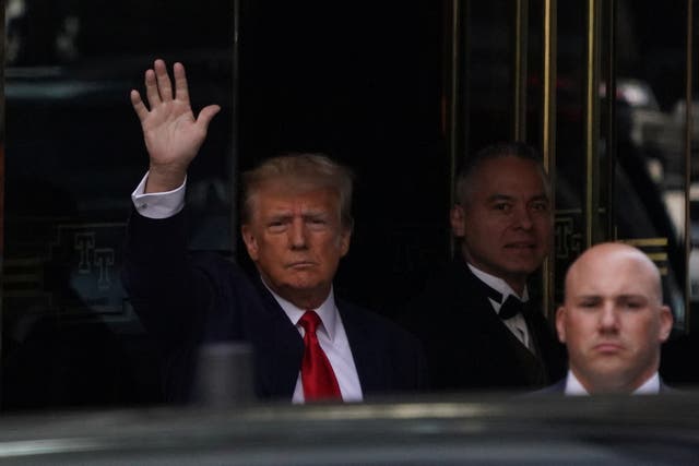 <p>Former President Donald Trump leaving Trump Tower as he prepares for his arraignment on April 4, 2023 </p>