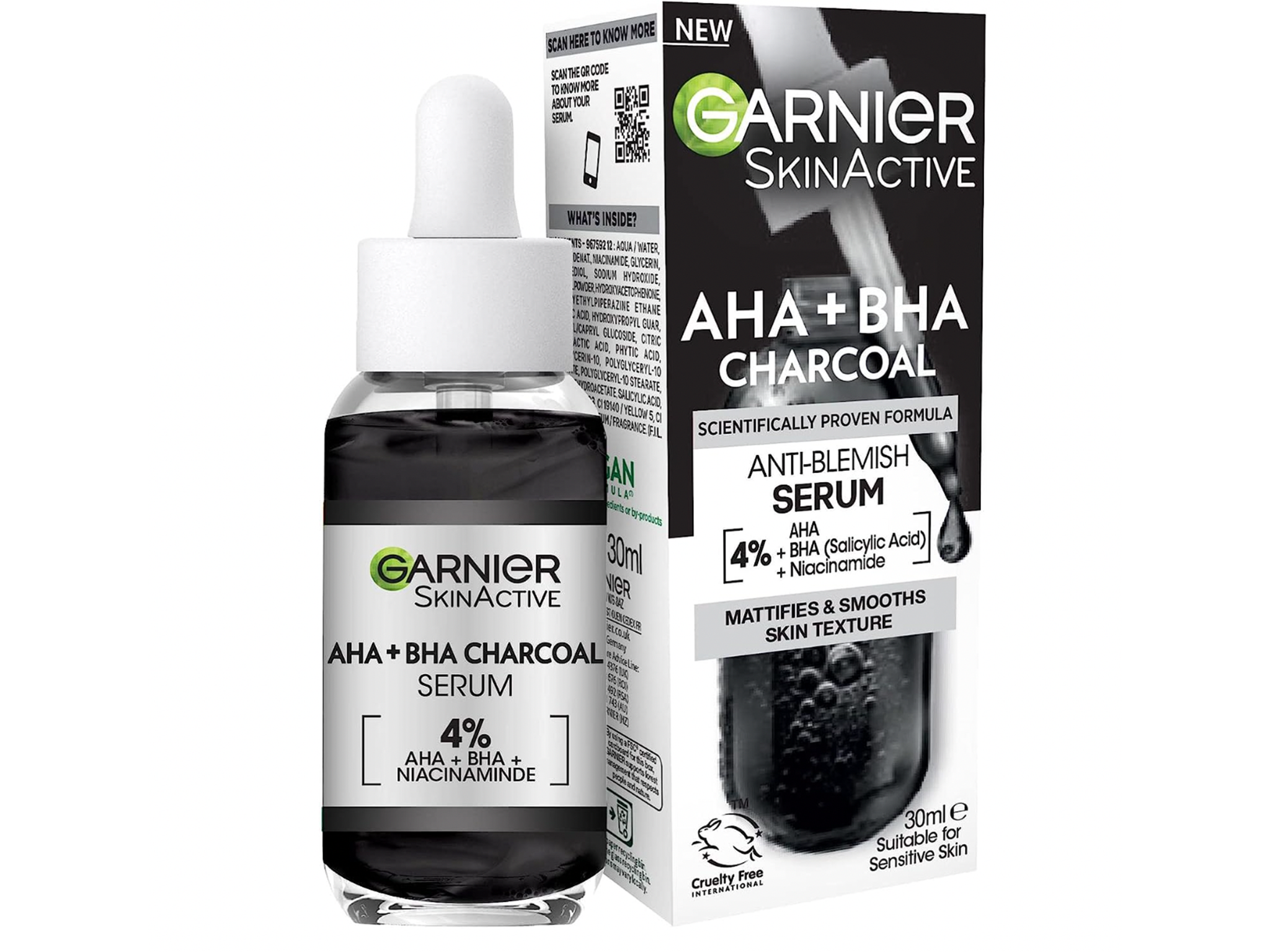 Bargain beauty brands Garnier skinactive 4% AHA + BHA charcoal serum