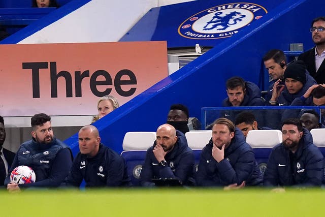 Bruno Saltor, centre, took charge of Chelsea for the first time (Adam Davy/PA)