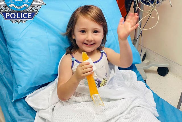 <p>File image shows four-year-old Cleo Smith recovering in a hospital in Perth</p>