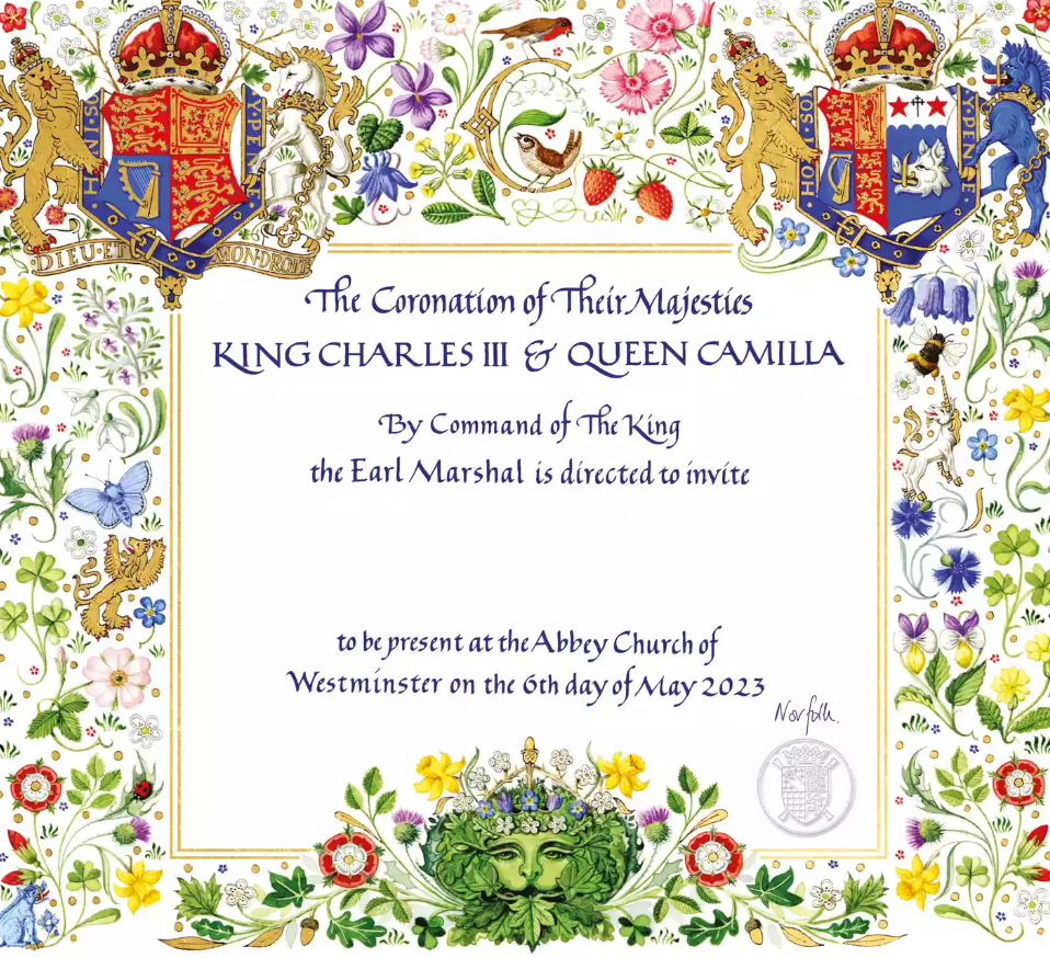 The coronation invitiation was designed by artist Andrew Jamieson, 61, from Bermondsey in south London