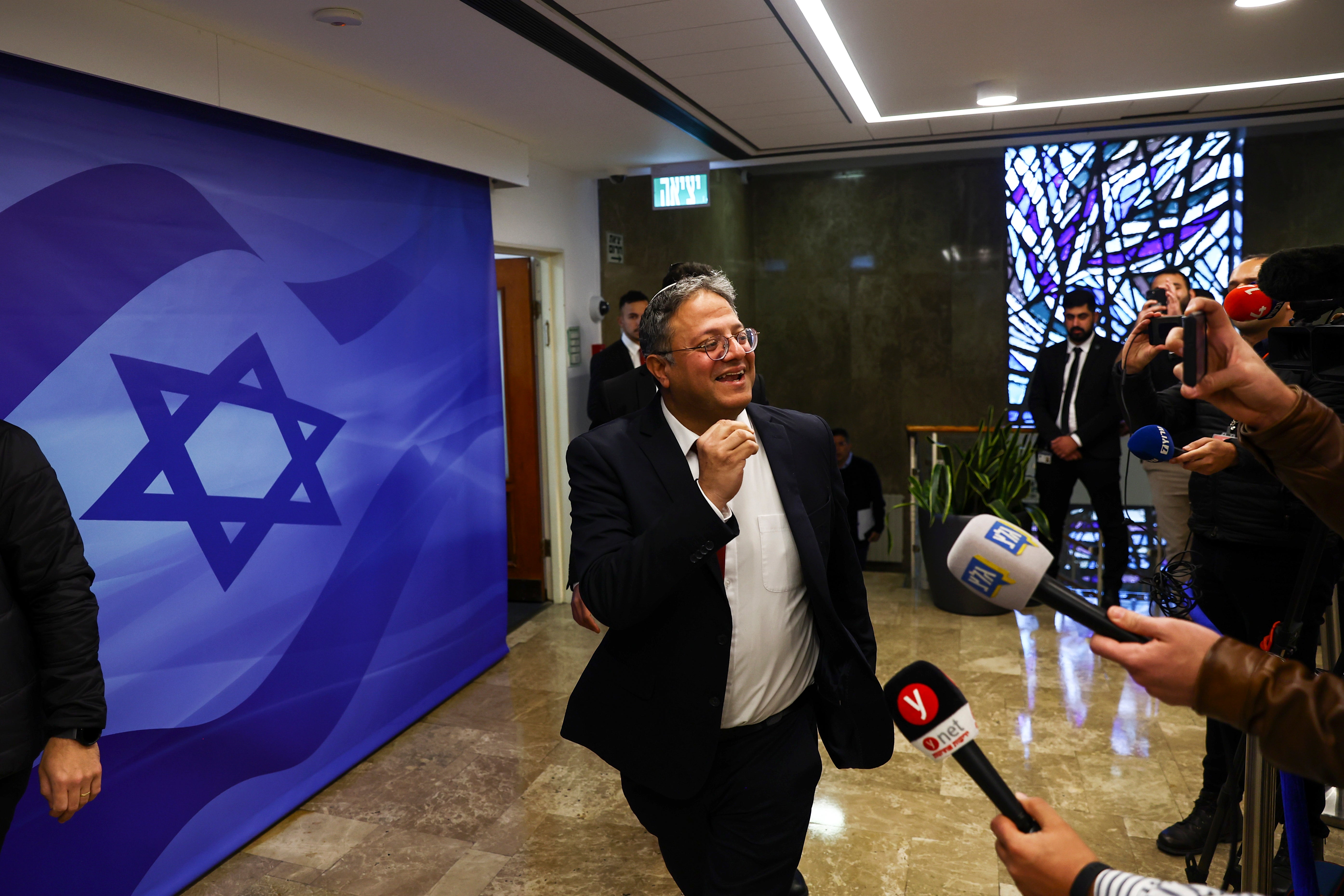File Israeli Security Minister Itamar Ben-Gvir arrives for a cabinet meeting