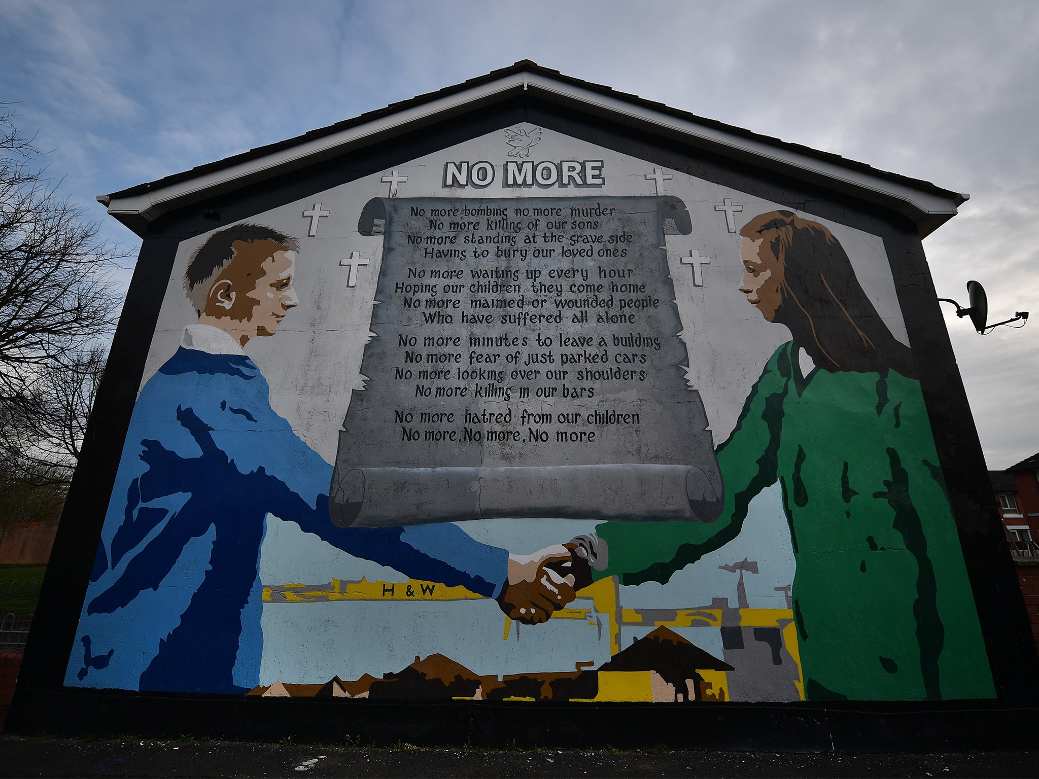 A peace mural is seen in a loyalist area on April 4, 2023 in Belfast