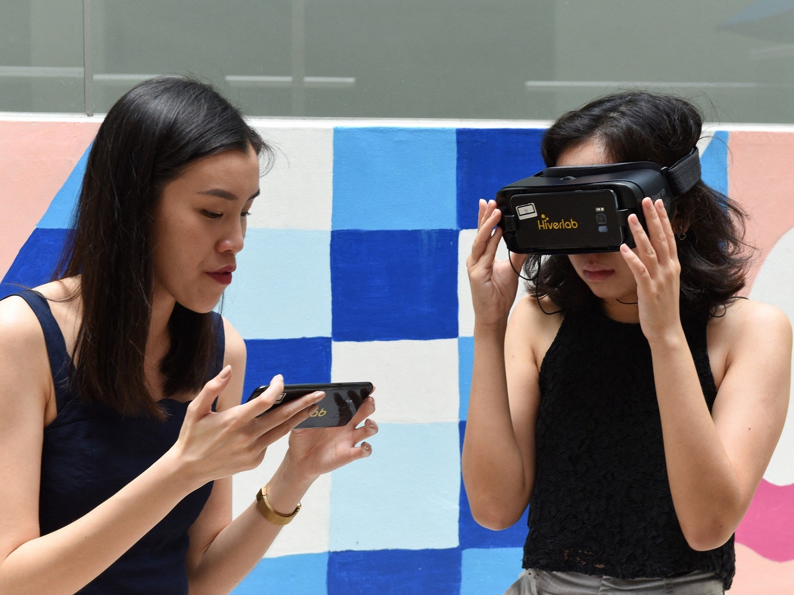 A student is guided through a virtual reality simulation at the Nanyang Technological University in Singapore on 10 March, 2020