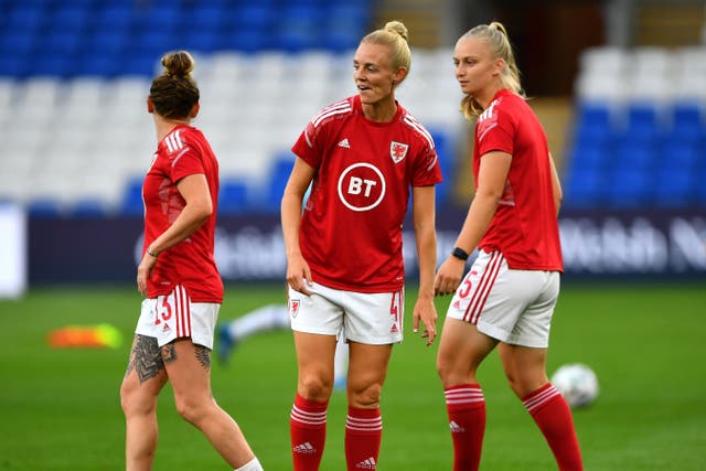 Wales captain Sophie Ingle (centre) and her team-mates have worn shorts playing for their country (Simon Galloway/PA)