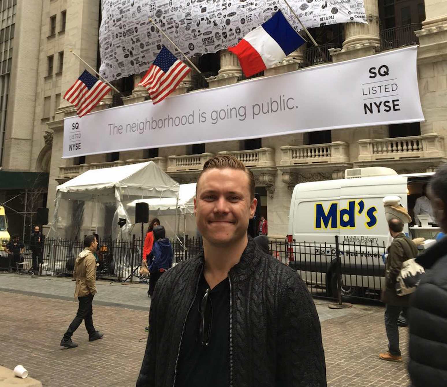 Bob Lee pictured at the New York Stock Exchange in 2015 on the day that Square, now known as Block, was listed as a public company