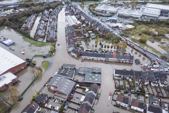 Floodwaters outside a 999 call centre in Yorkshire, November 2019 (Yorkshire Ambulance Service NHS Trust/PA)
