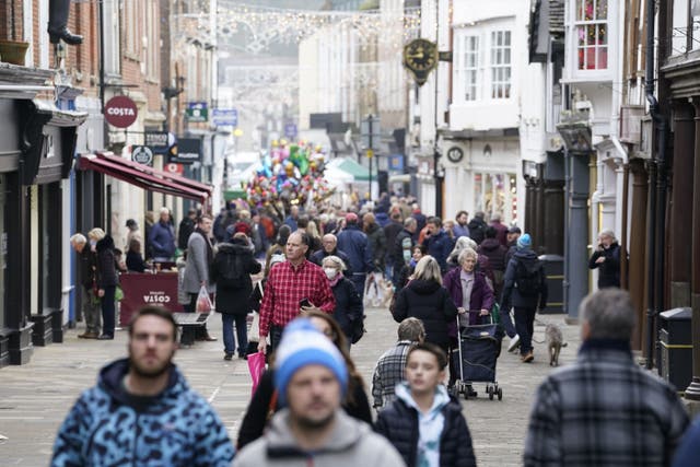 Footfall on UK high streets was down 18.7% on 2019 levels and 0.6% below last March (PA)