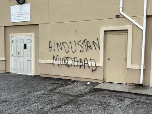 A Hindu temple was spray-painted with anti-India graffiti in Windsor, Canada