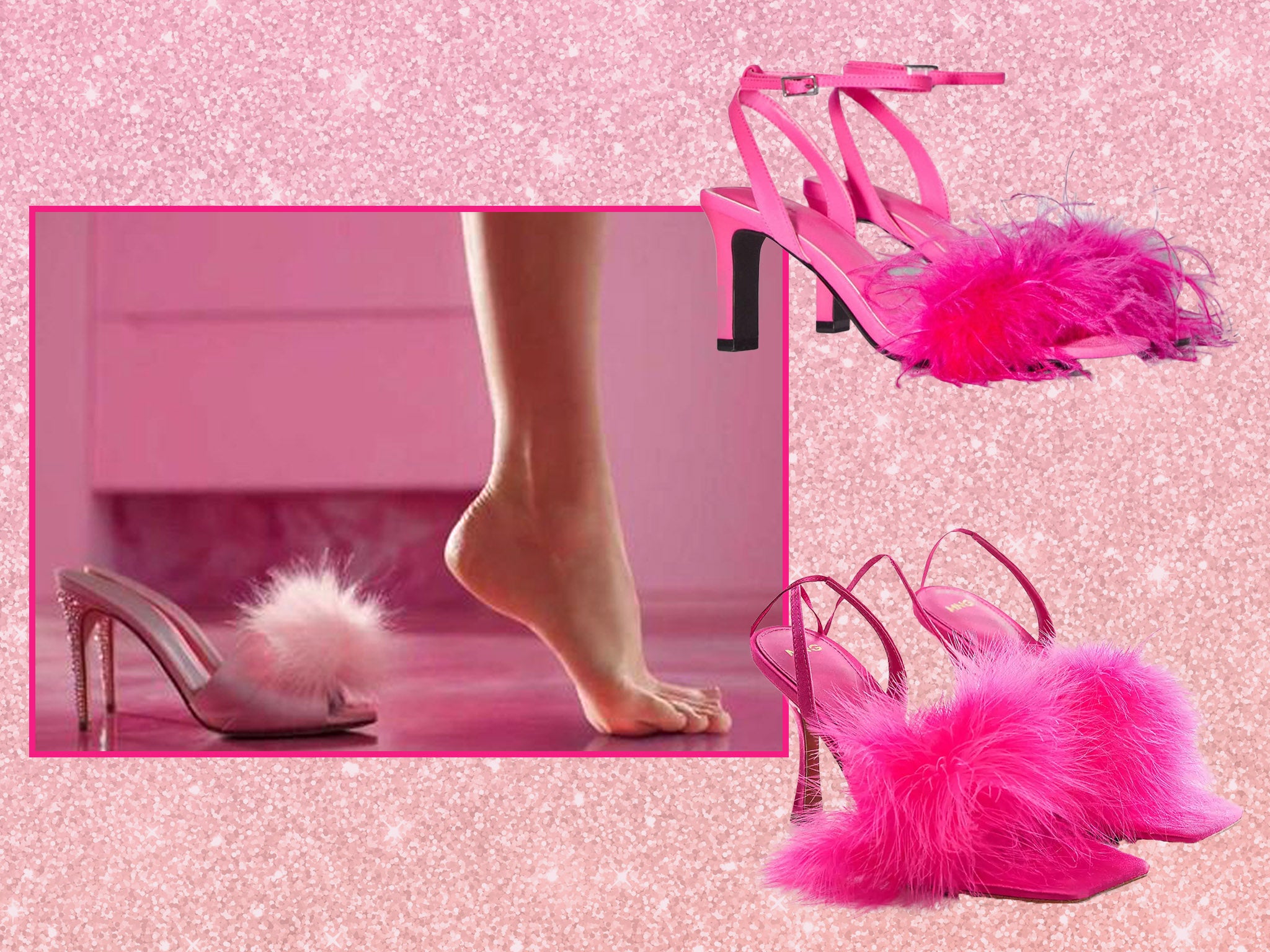 Pale Pink Diamanté High Ankle Stiletto Heel Sandals | New Look