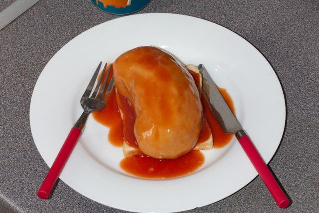 Giant baked bean has gone viral after the creators, Dylan Hartigan and Tom Snell, made it ‘just for fun’ (Dylan Hartigan/Tom Snell/PA)