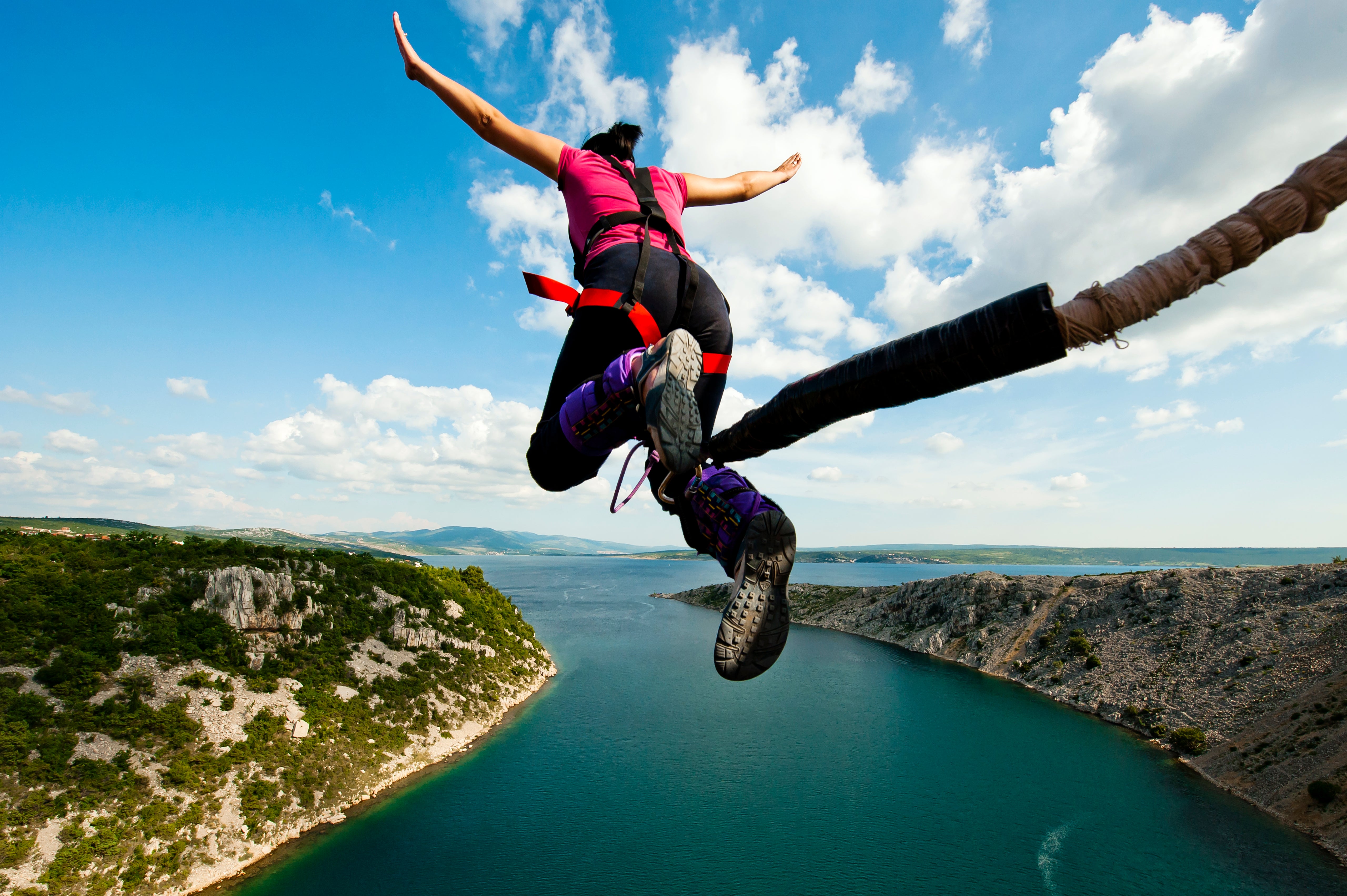 Catch a thrill at Maslenica Bridge, where you can bungee jump between daunting cliffs