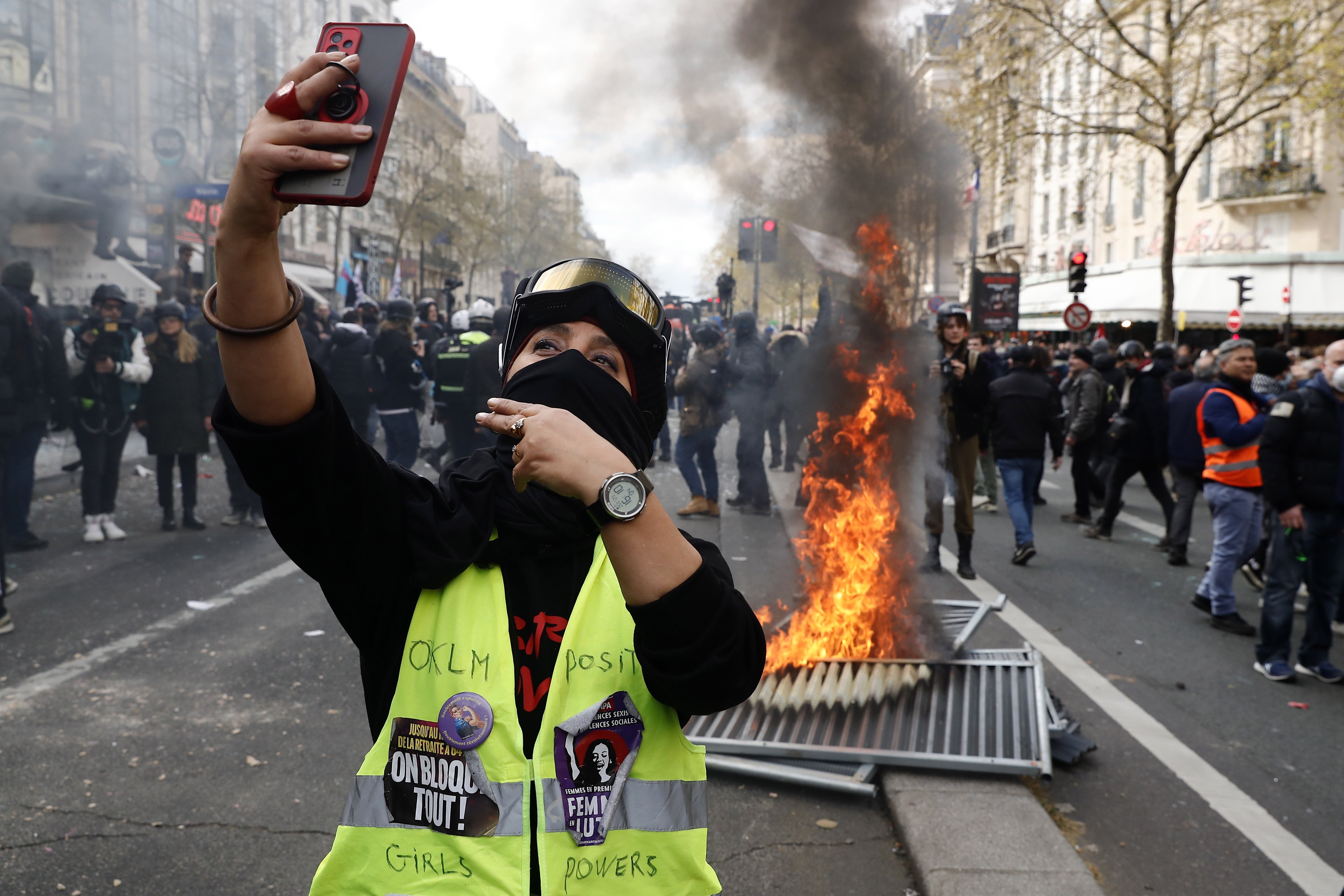 A protester in Paris on Thursday