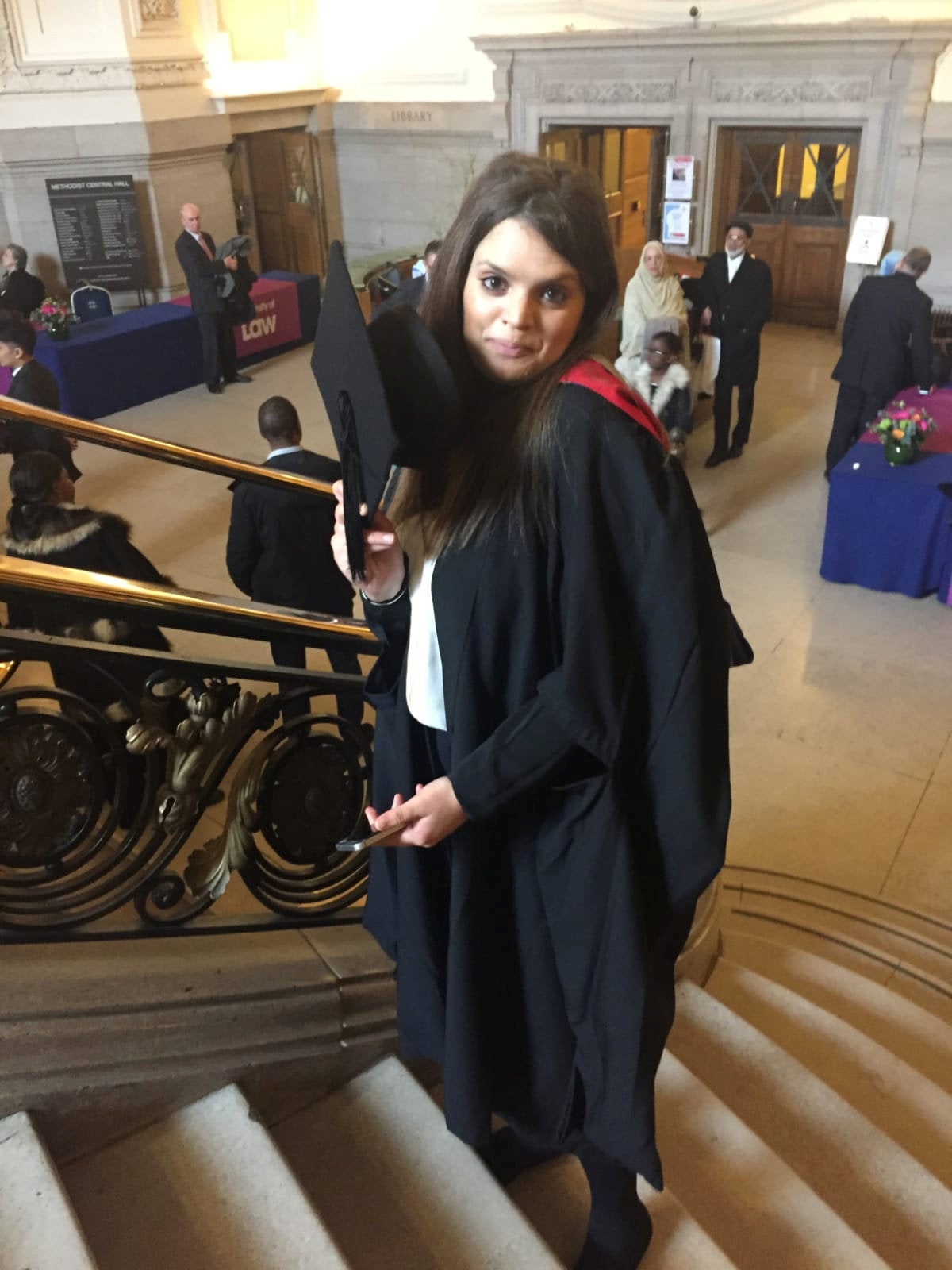 Fawziyah, pictured at her graduation, well between 40 and 50ft