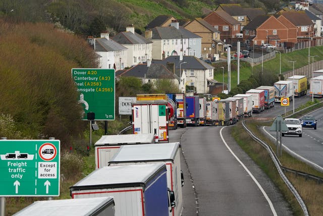 Holidaymakers have been warned they could face two-hour delays at the Port of Dover this Easter getaway weekend (Gareth Fuller/PA)