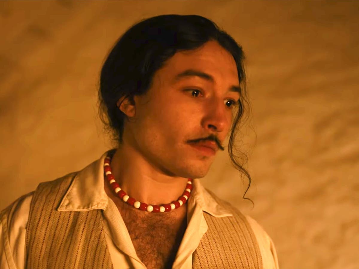 Embattled star Ezra Miller makes fleeting appearance in Dal&iacute;land trailer with Ben Kingsley